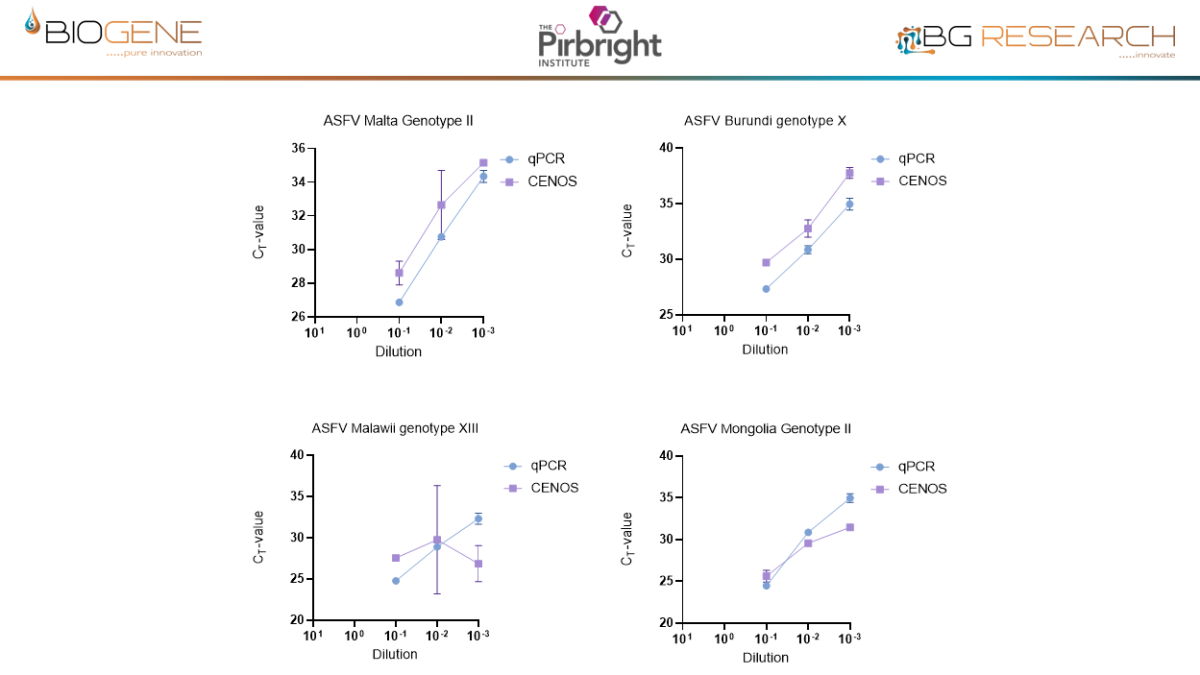  When run on the CENOS instrument, the XF ASFV assay successfully detected all strains and dilutions that were detected by the benchmark assay. 